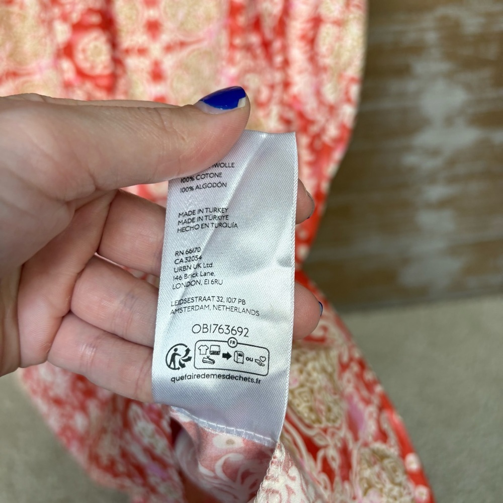 Anthropologie Maeve Printed Flutter Sleeve Midi Dress Hawaiian Boho Womens L - Picture 6 of 6